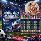 ⚽ 12-Color Football Nail Art Pens 🎨 Fast-Dry DIY Match Day Nails 🏆 Fan Party Essential