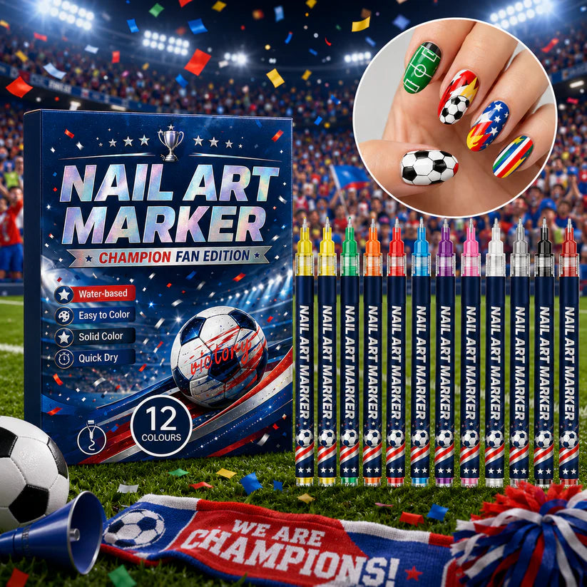 ⚽ 12-Color Football Nail Art Pens 🎨 Fast-Dry DIY Match Day Nails 🏆 Fan Party Essential