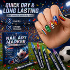 ⚽ 12-Color Football Nail Art Pens 🎨 Fast-Dry DIY Match Day Nails 🏆 Fan Party Essential