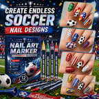 ⚽ 12-Color Football Nail Art Pens 🎨 Fast-Dry DIY Match Day Nails 🏆 Fan Party Essential
