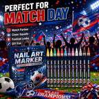 ⚽ 12-Color Football Nail Art Pens 🎨 Fast-Dry DIY Match Day Nails 🏆 Fan Party Essential