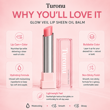 🔥Last Day Buy 1 Get 1 Free Turonu GLOW VEIL LIP SHEEN OIL BALM